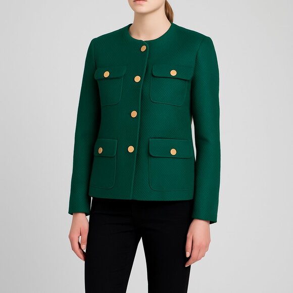 Stylish Chico’s Green Tweed Blazer Size Medium Chico's Size 1 - Picture 1 of 8